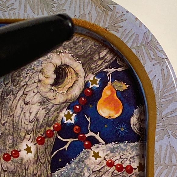 Vintage Cherub Treehouse Christmas Metal Tray Judith Ann Griffith print 90s - Picture 8 of 16